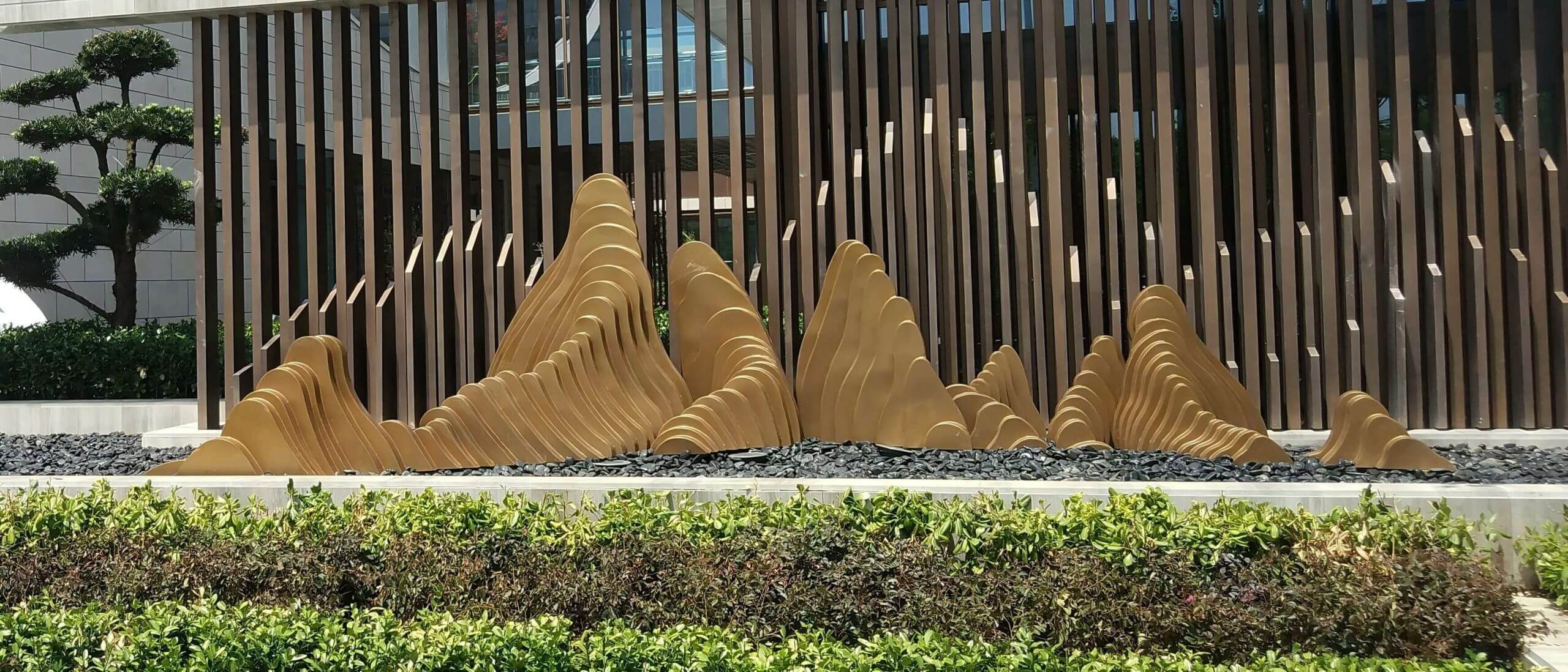 Commercial mountain-shaped art installation