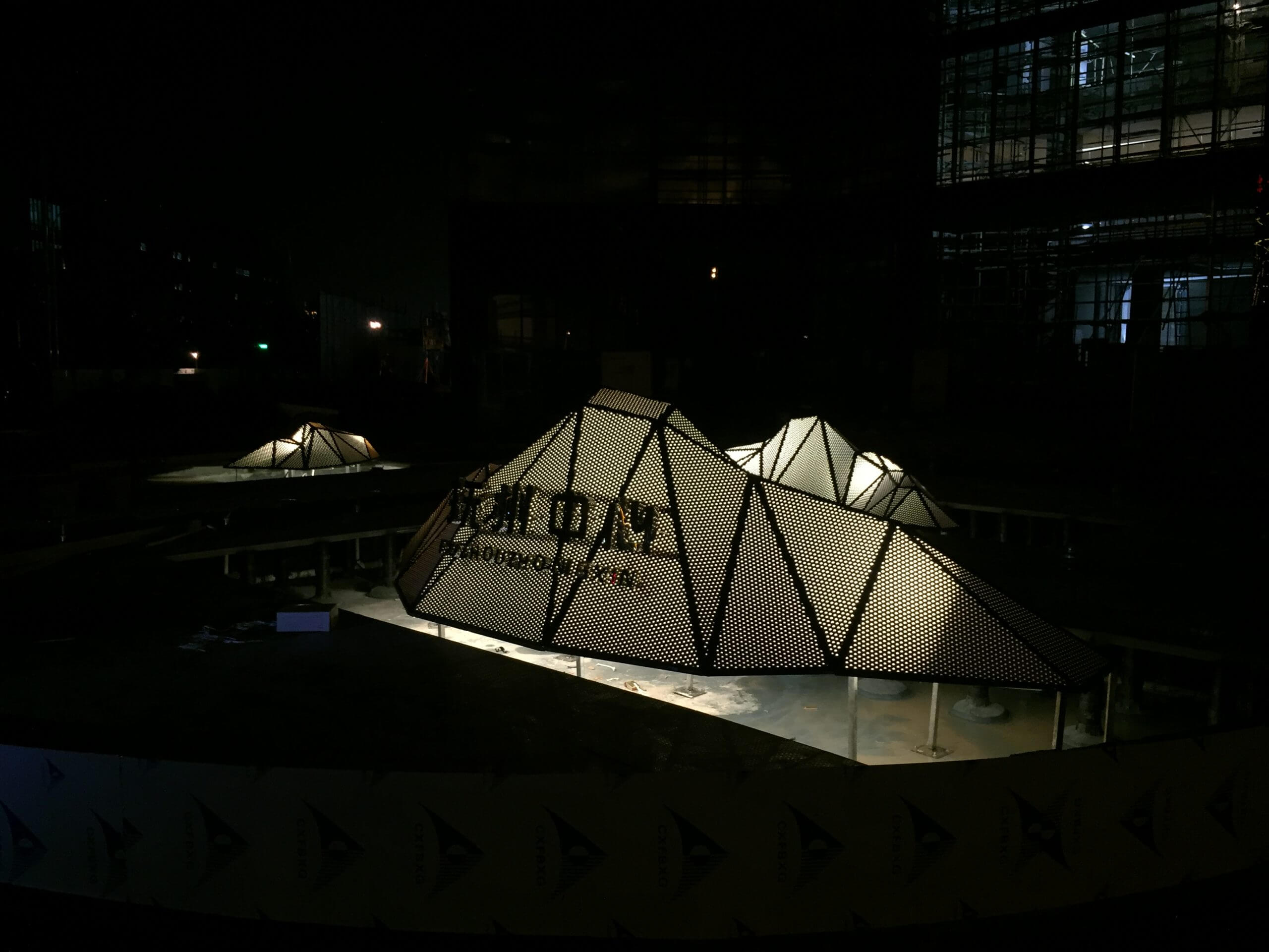 Hole-cutting art installation