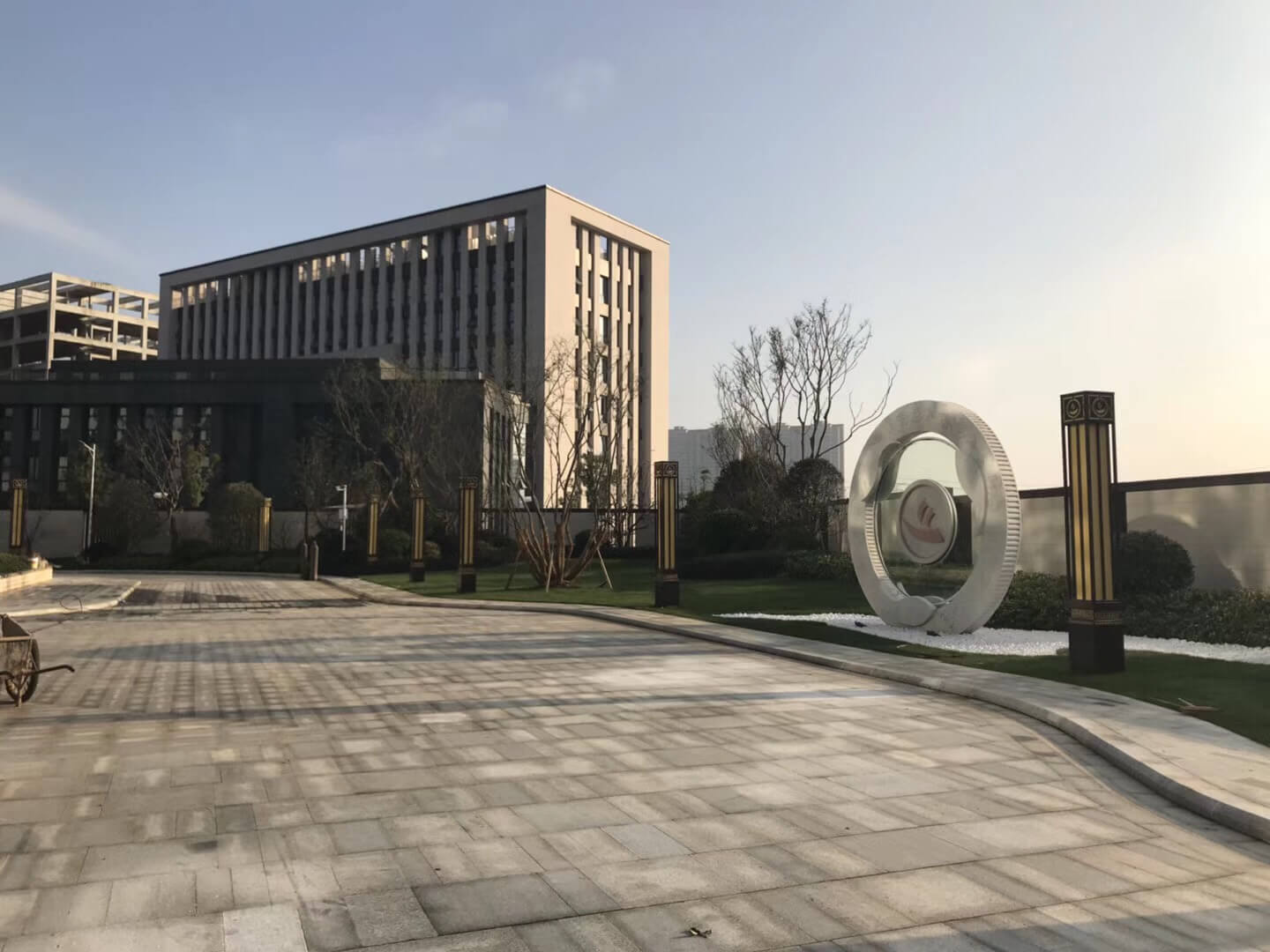 White marble art installation